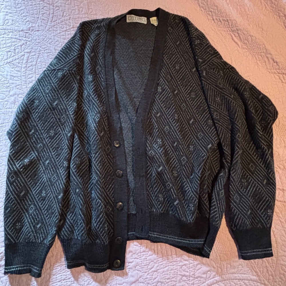 OTTIMO Men's Black and Gray Sweater size L VINTAGE